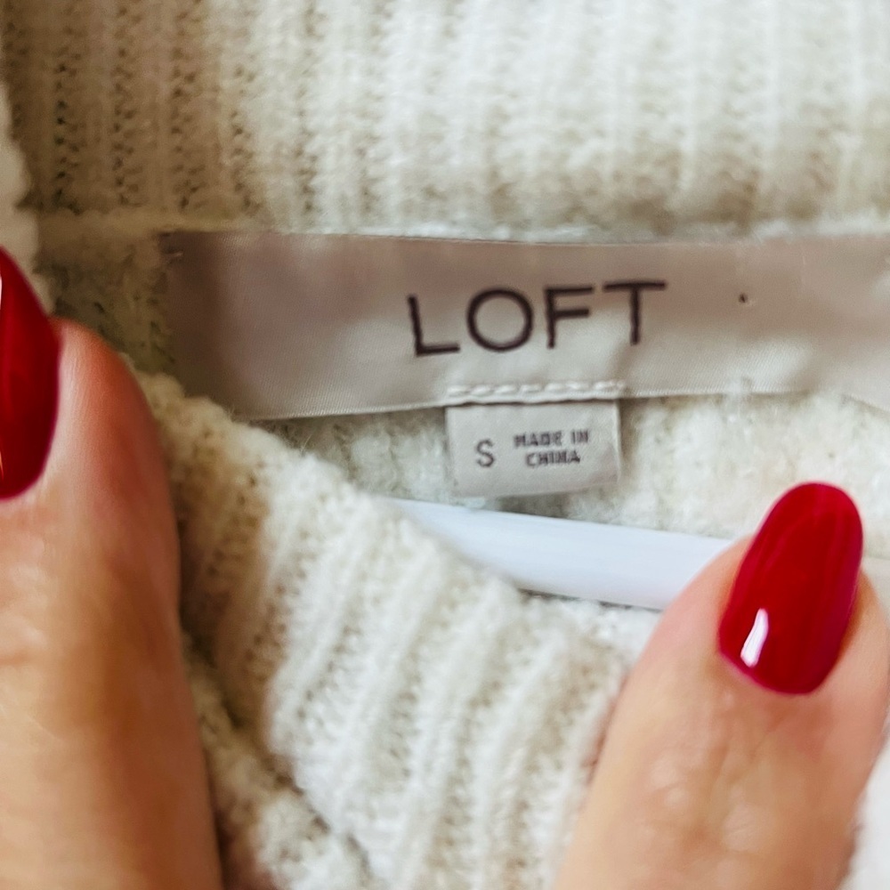 LOFT Ivory Cowl Neck Sweater - Picture 3 of 5
